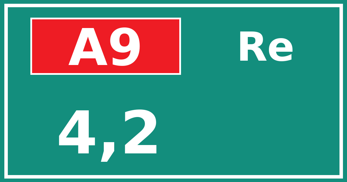 Hectometerbord A9 4,2 zijde Re