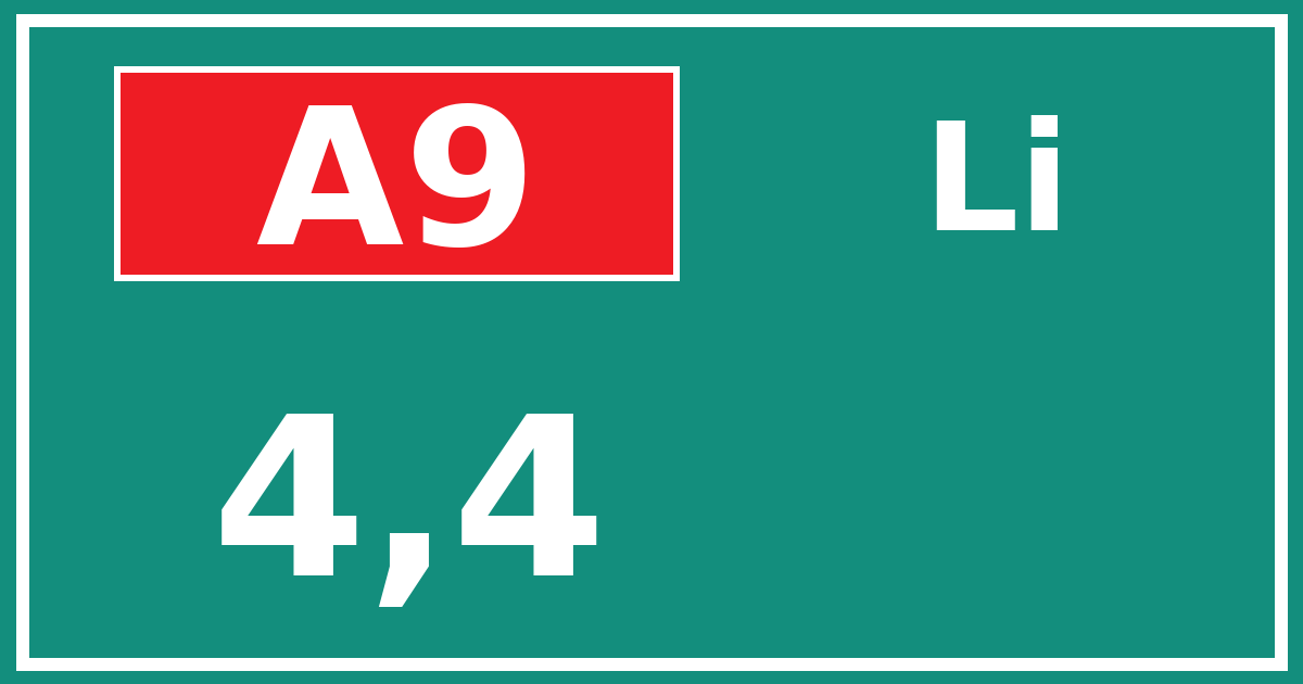 Hectometerbord A9 4,4 zijde Li