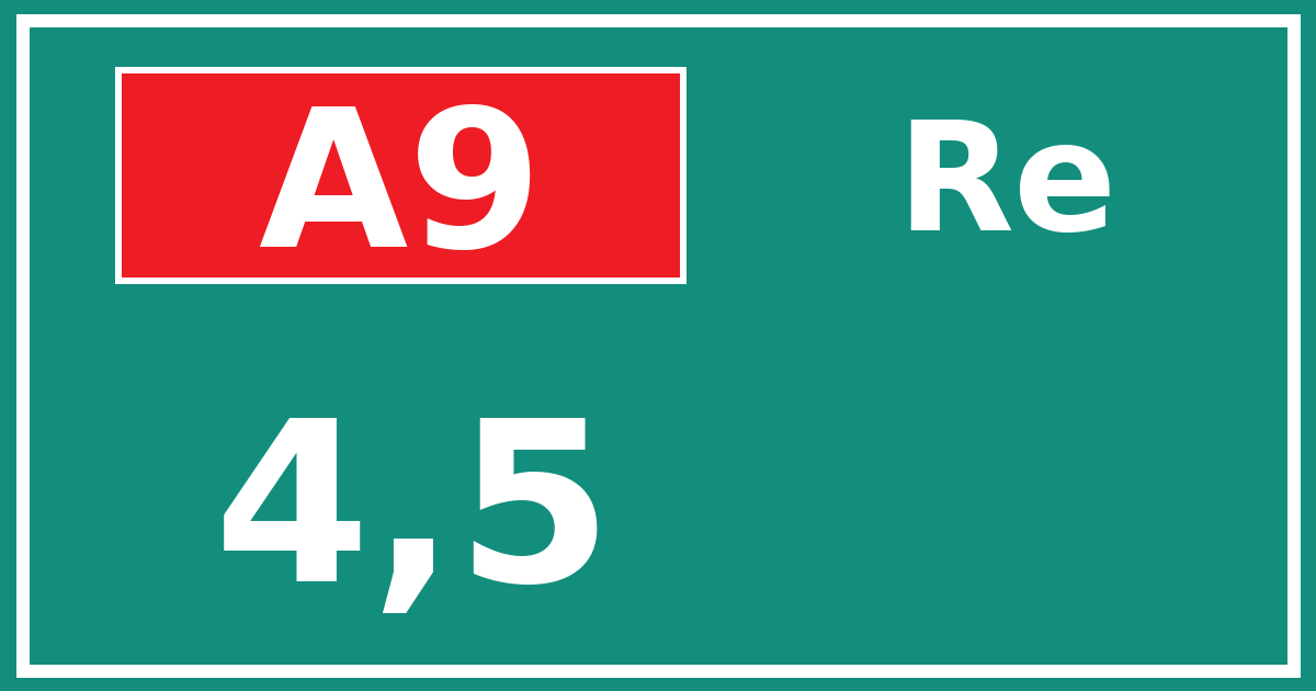 Hectometerbord A9 4,5 zijde Re