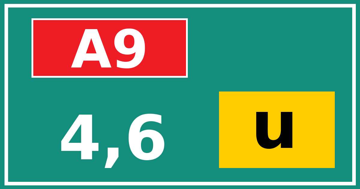Hectometerbord A9 4,6 letter u
