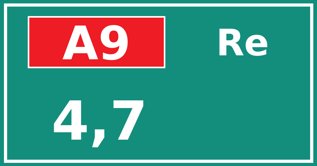 Hectometerbord A9 4,7 zijde Re