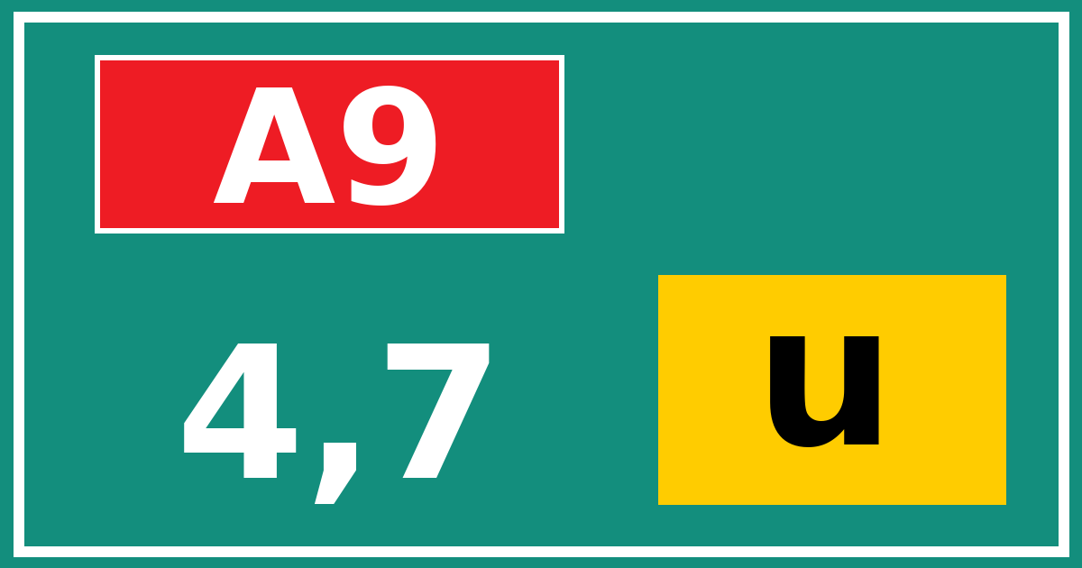 Hectometerbord A9 4,7 letter u
