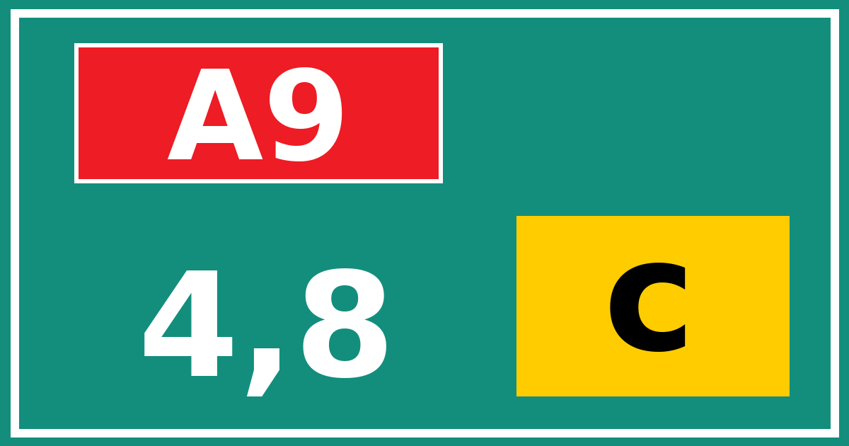 Hectometerbord A9 4,8 letter c