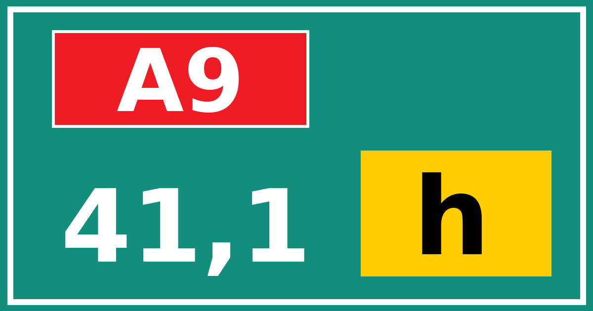 Hectometerbord A9 41,1 letter h