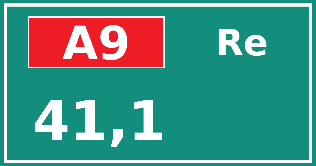 Hectometerbord A9 41,1 zijde Re