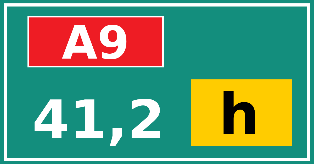Hectometerbord A9 41,2 letter h
