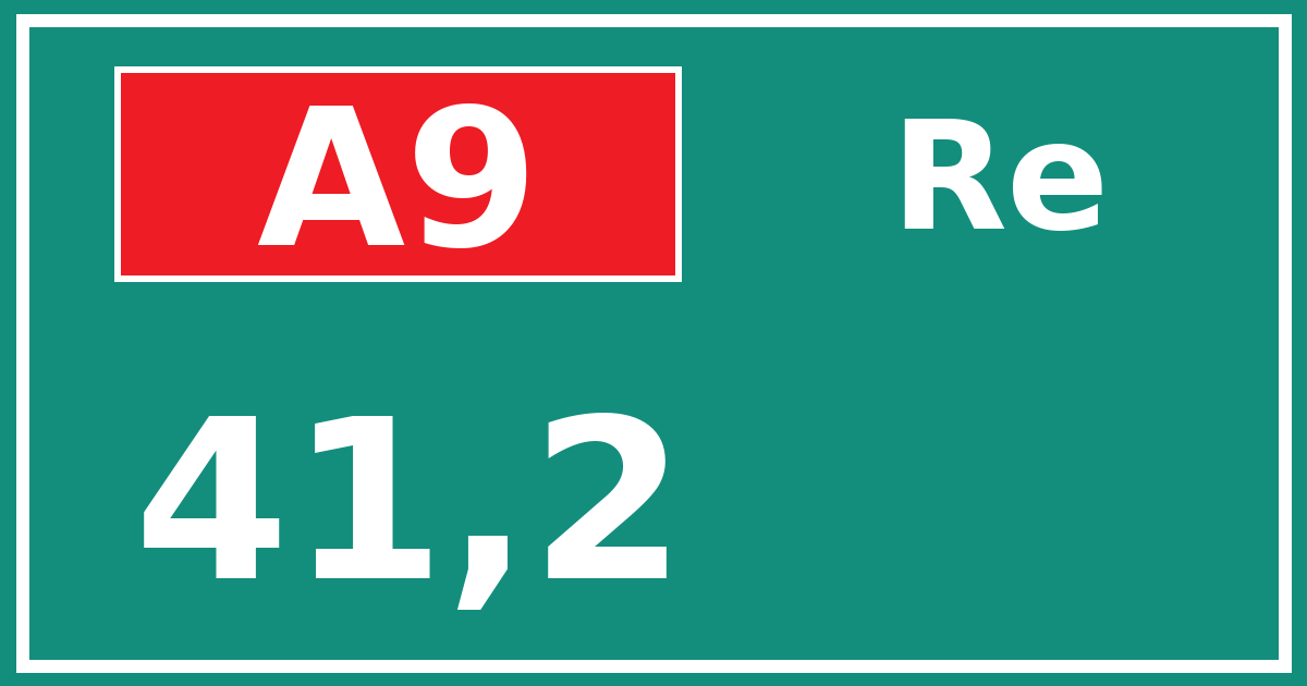 Hectometerbord A9 41,2 zijde Re