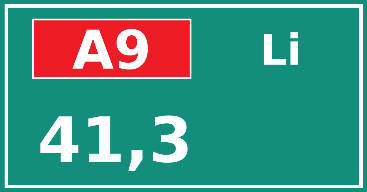 Hectometerbord A9 41,3 zijde Li