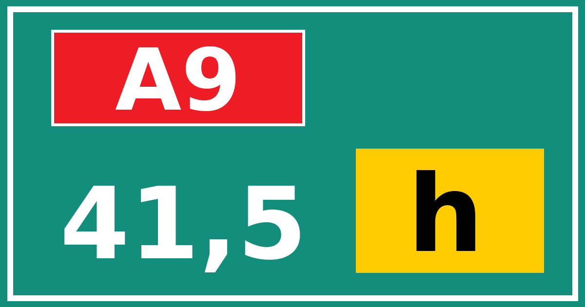 Hectometerbord A9 41,5 letter h