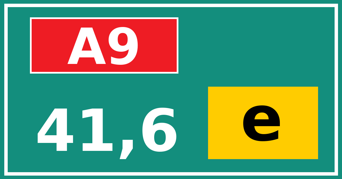 Hectometerbord A9 41,6 letter e