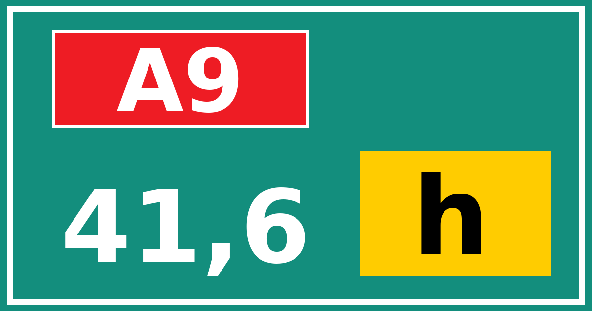 Hectometerbord A9 41,6 letter h