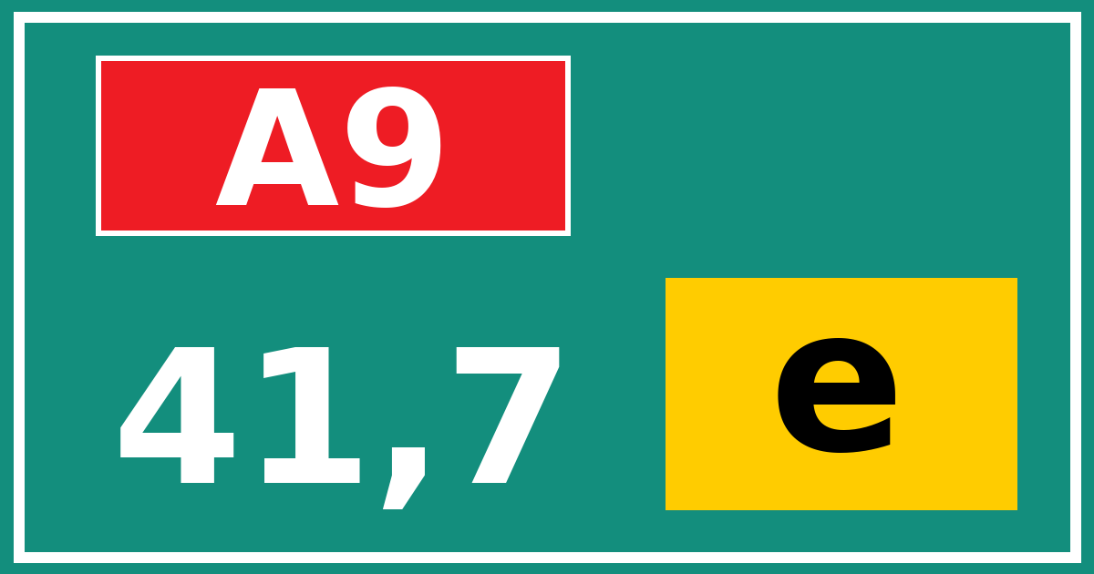 Hectometerbord A9 41,7 letter e