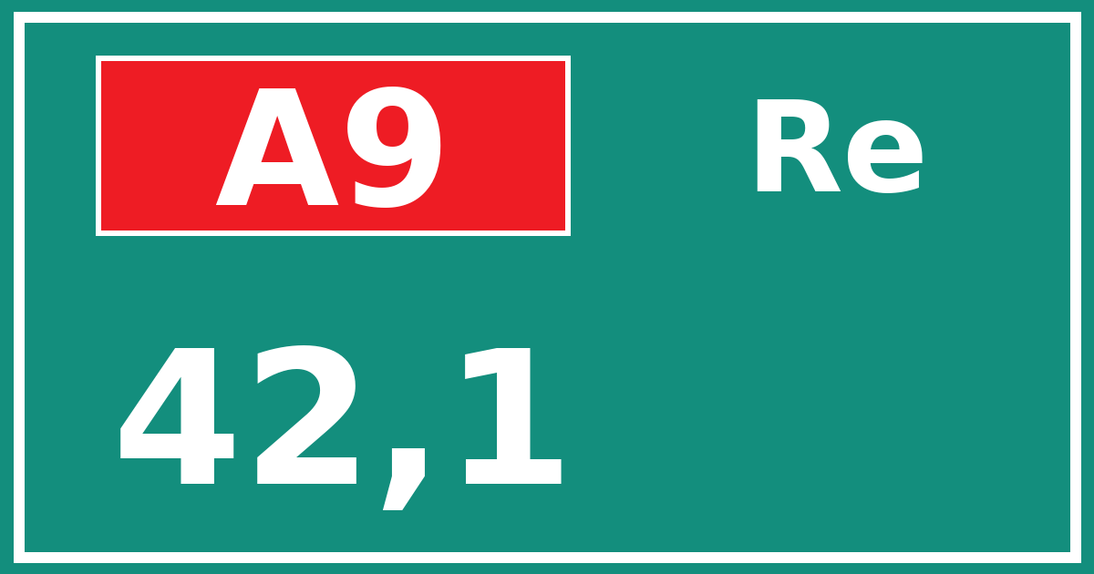 Hectometerbord A9 42,1 zijde Re