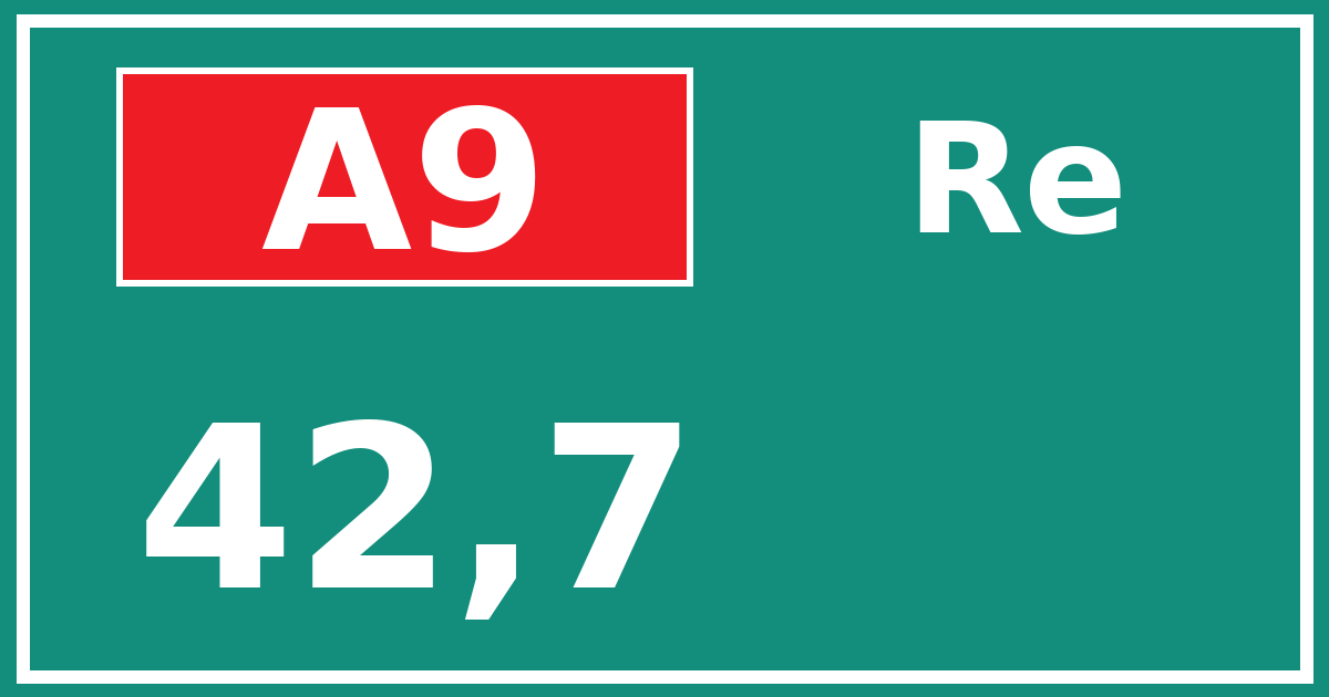 Hectometerbord A9 42,7 zijde Re