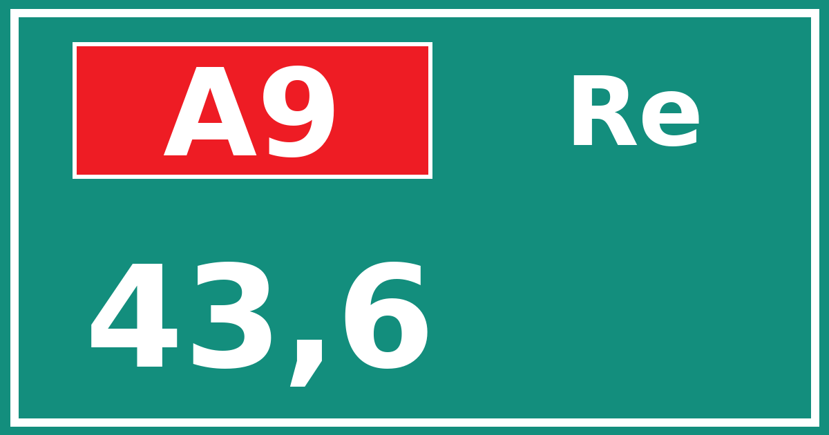 Hectometerbord A9 43,6 zijde Re