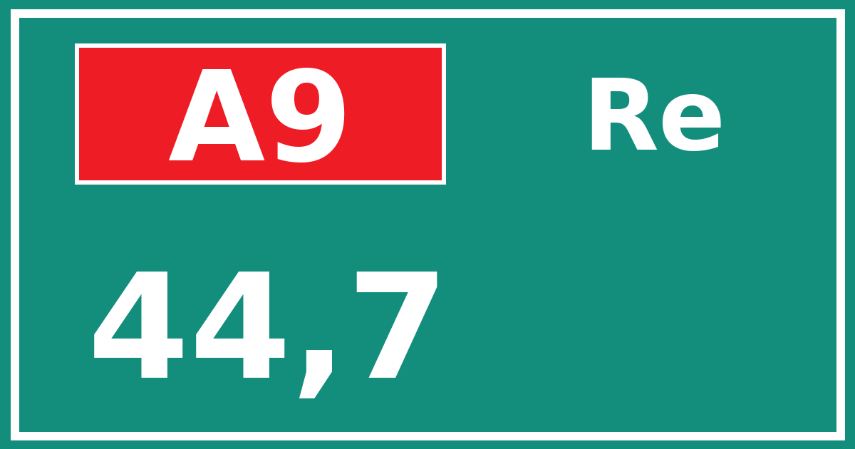 Hectometerbord A9 44,7 zijde Re