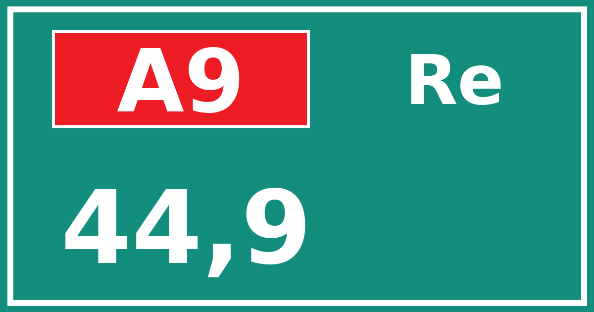 Hectometerbord A9 44,9 zijde Re