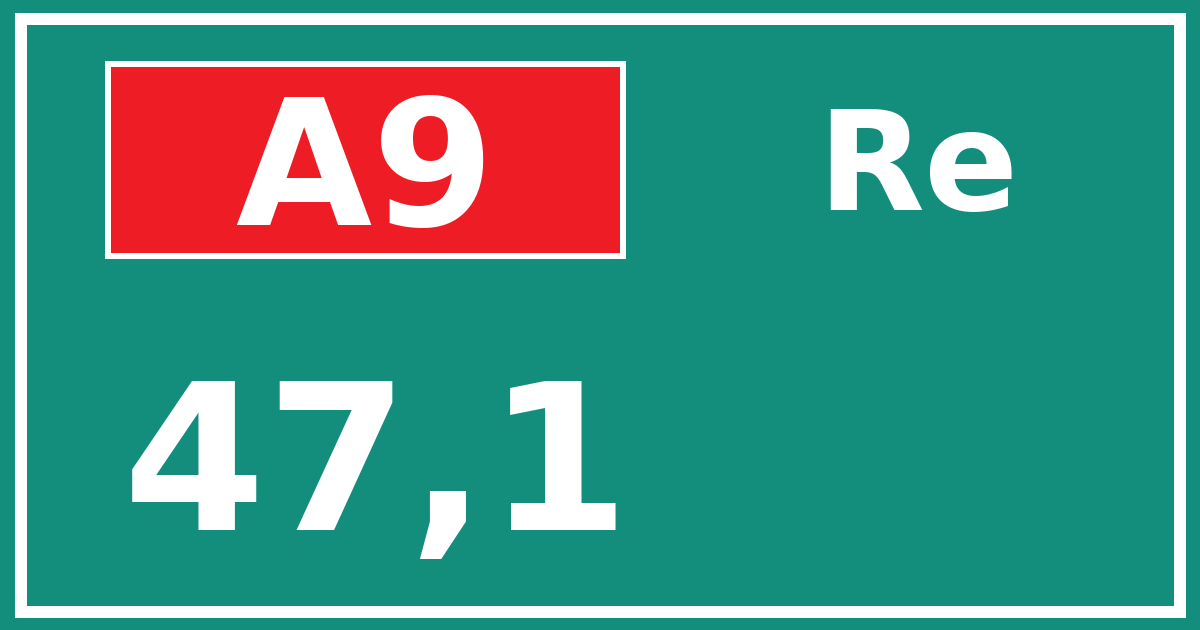Hectometerbord A9 47,1 zijde Re