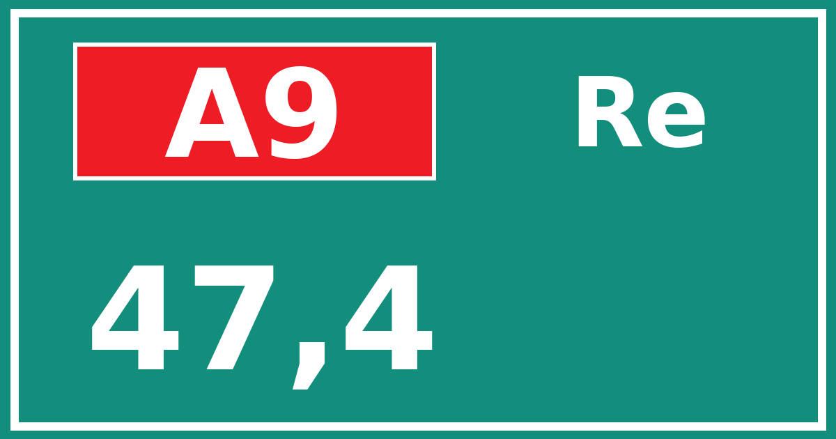 Hectometerbord A9 47,4 zijde Re