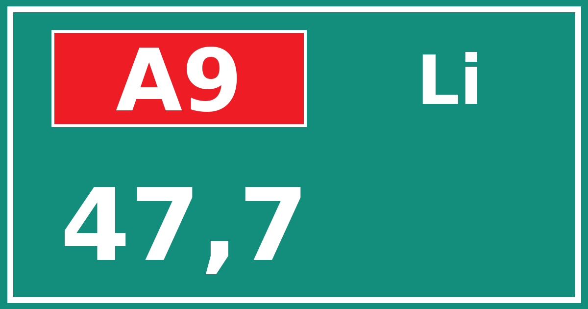 Hectometerbord A9 47,7 zijde Li