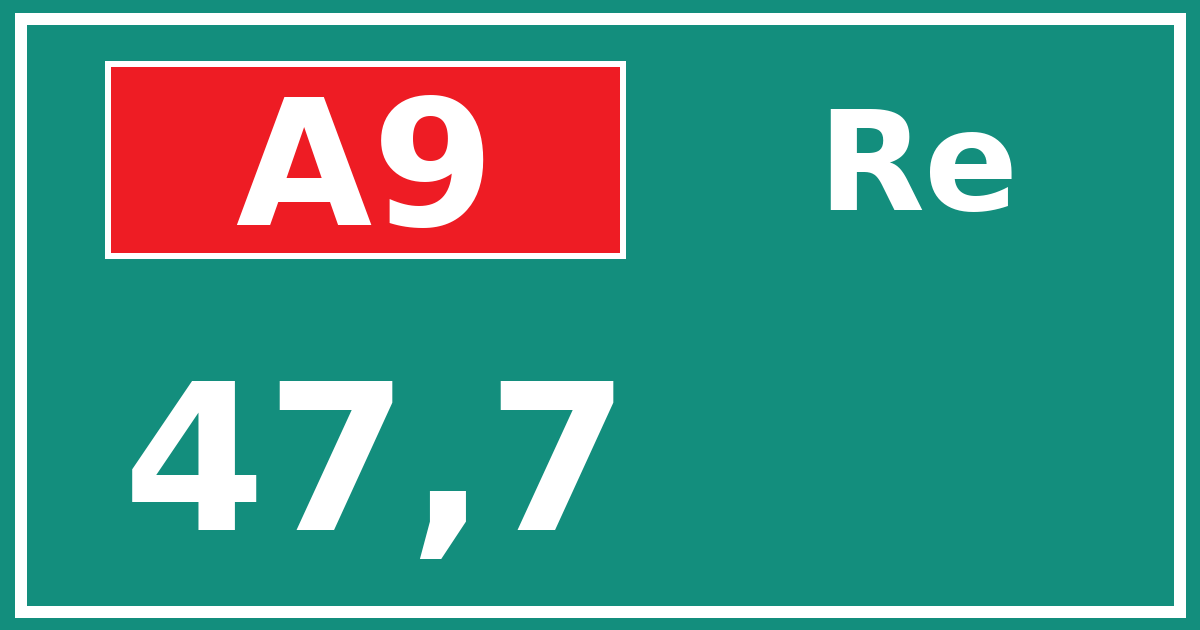 Hectometerbord A9 47,7 zijde Re