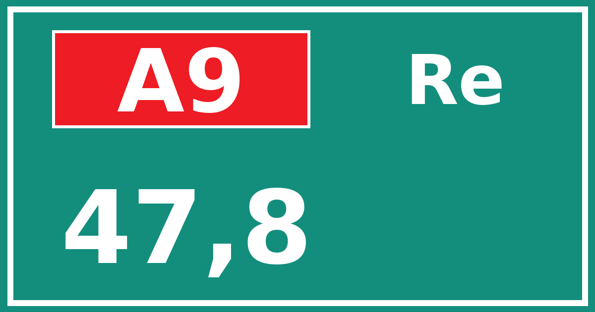 Hectometerbord A9 47,8 zijde Re
