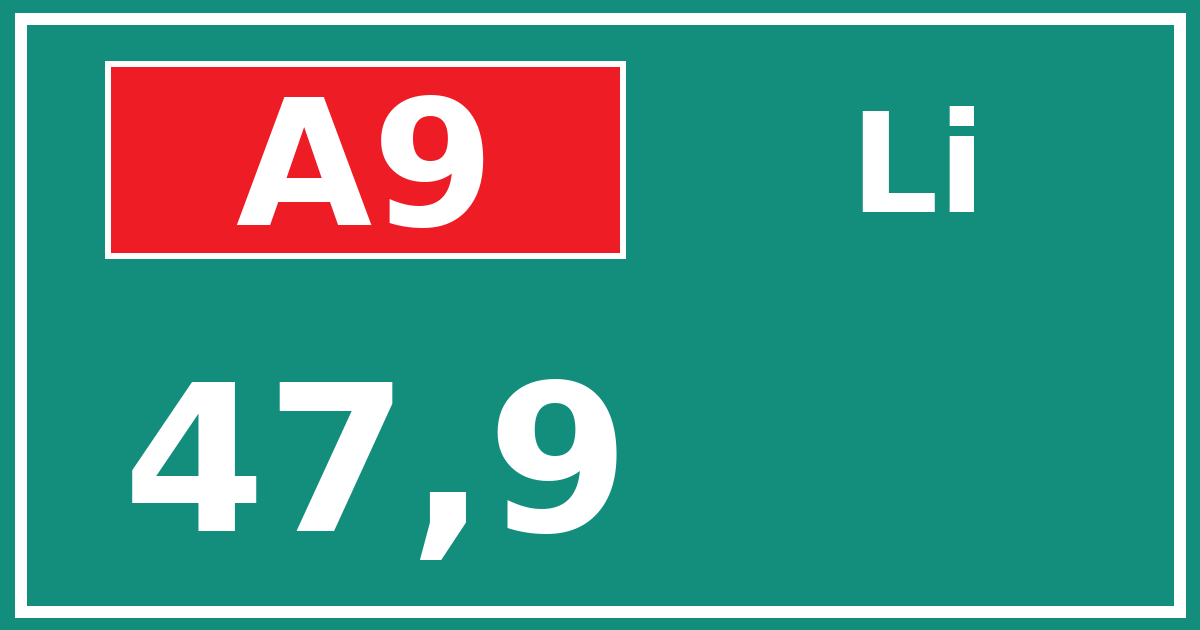 Hectometerbord A9 47,9 zijde Li