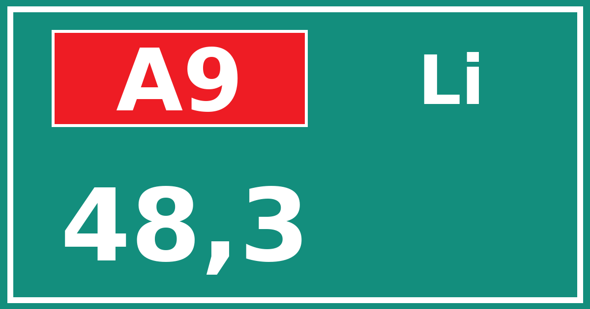 Hectometerbord A9 48,3 zijde Li