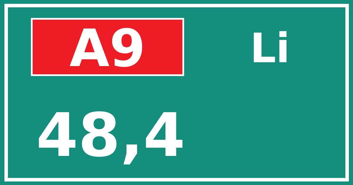 Hectometerbord A9 48,4 zijde Li