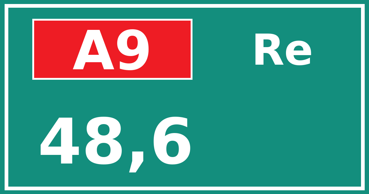 Hectometerbord A9 48,6 zijde Re