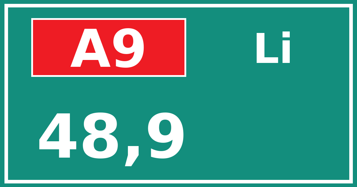Hectometerbord A9 48,9 zijde Li
