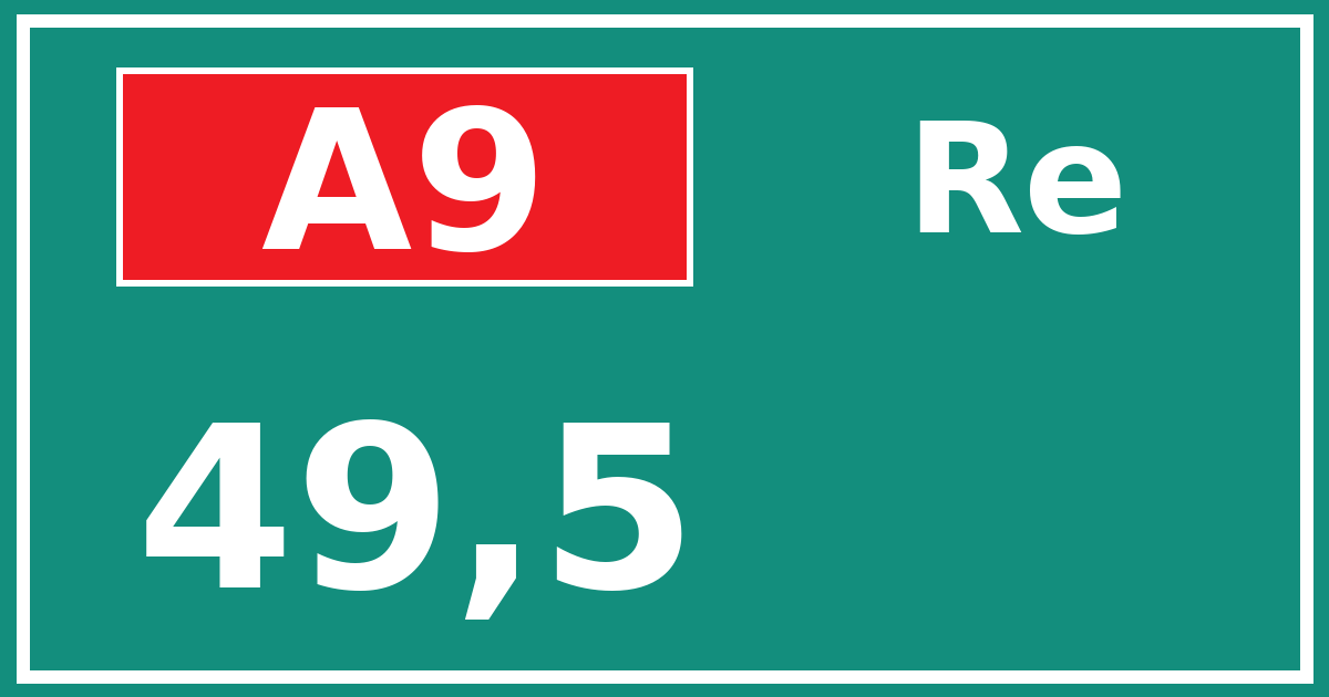 Hectometerbord A9 49,5 zijde Re