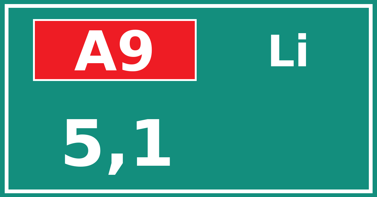 Hectometerbord A9 5,1 zijde Li