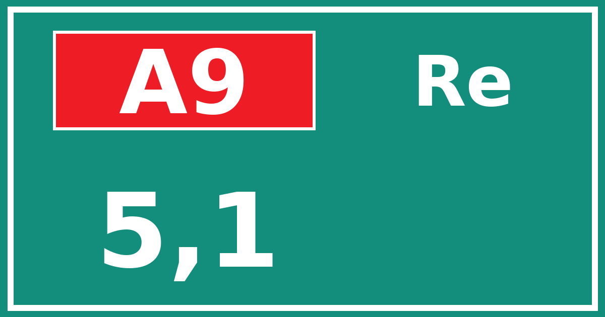 Hectometerbord A9 5,1 zijde Re