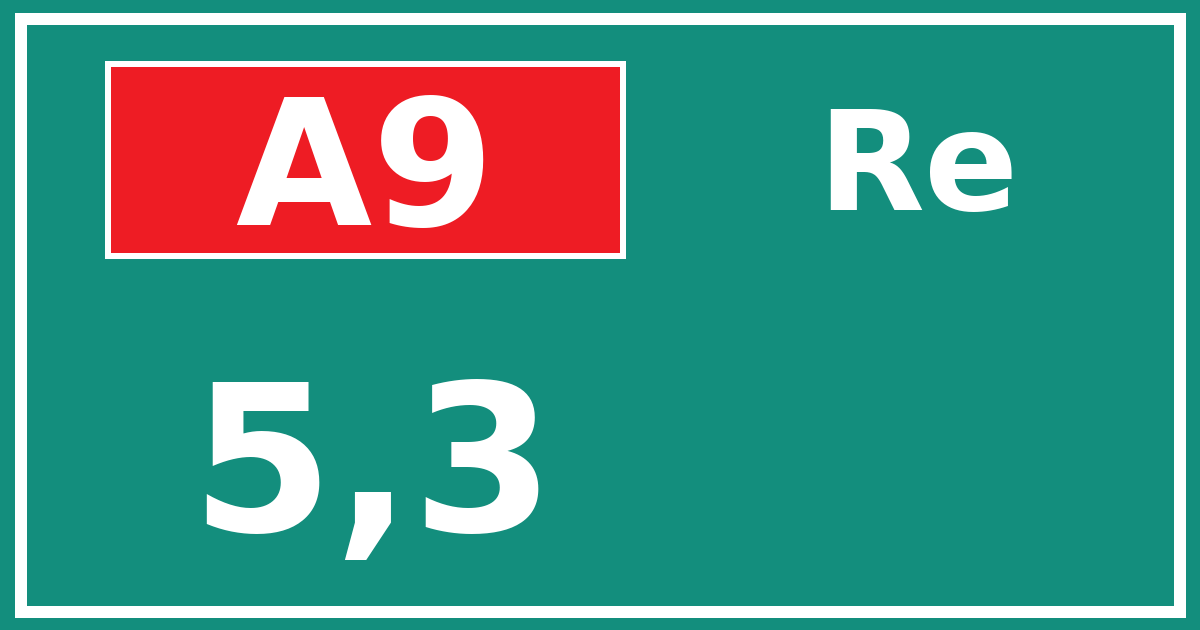 Hectometerbord A9 5,3 zijde Re