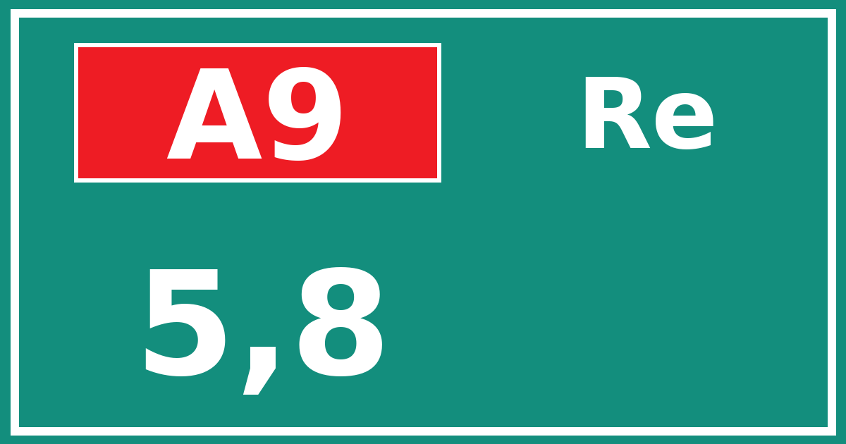 Hectometerbord A9 5,8 zijde Re