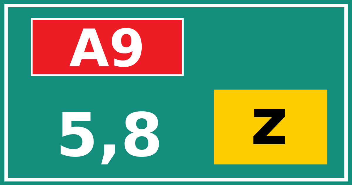 Hectometerbord A9 5,8 letter z