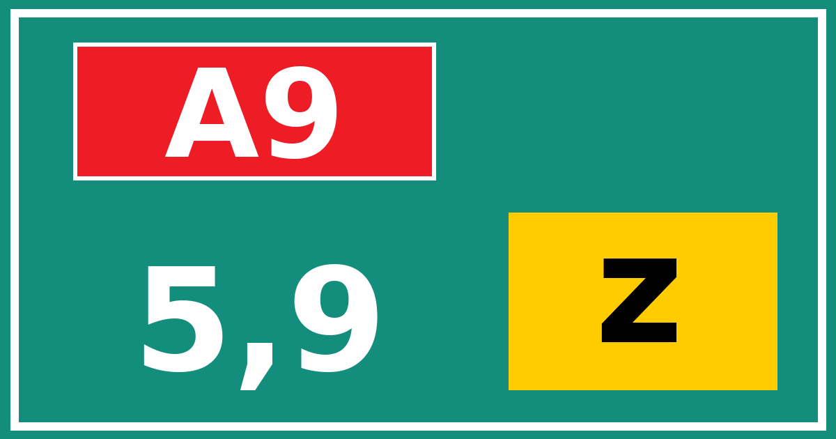 Hectometerbord A9 5,9 letter z