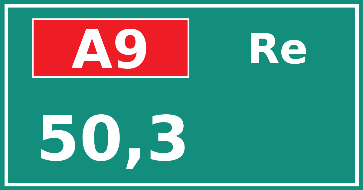 Hectometerbord A9 50,3 zijde Re