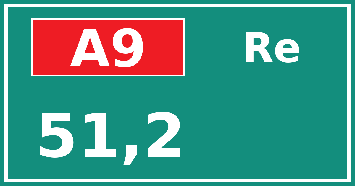 Hectometerbord A9 51,2 zijde Re
