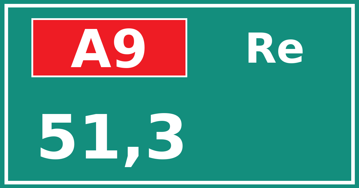 Hectometerbord A9 51,3 zijde Re