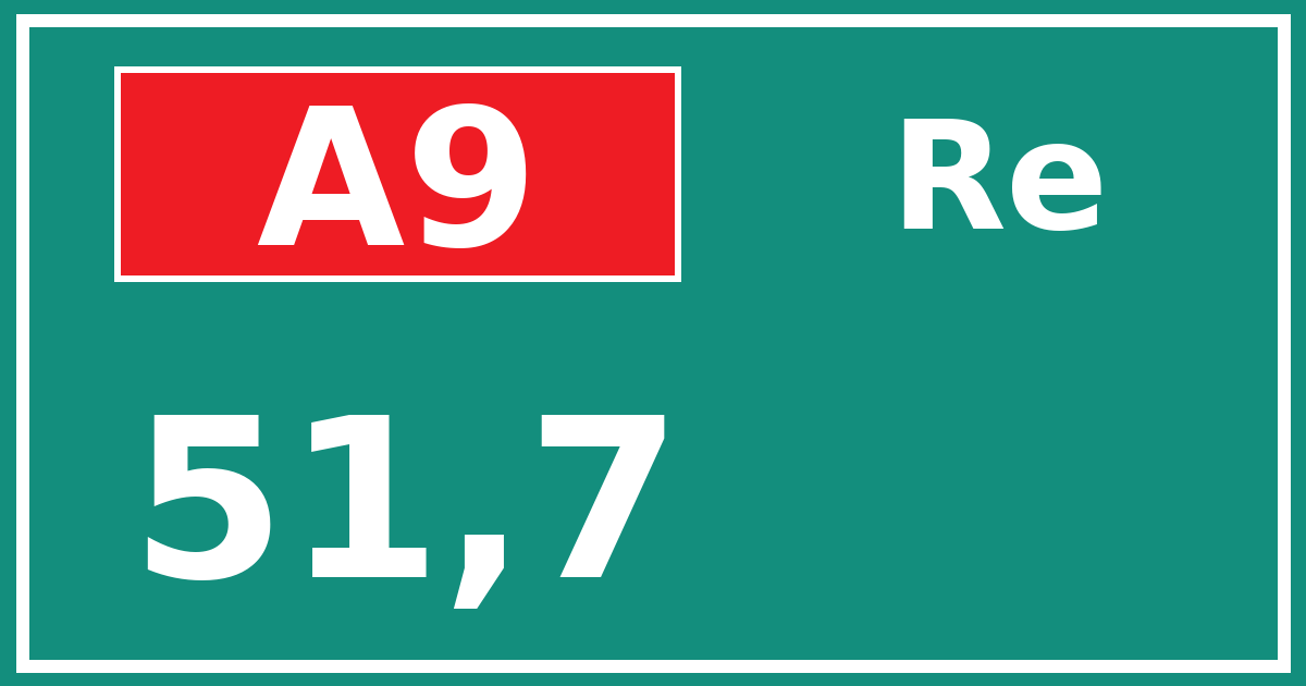 Hectometerbord A9 51,7 zijde Re