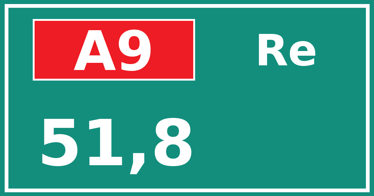 Hectometerbord A9 51,8 zijde Re