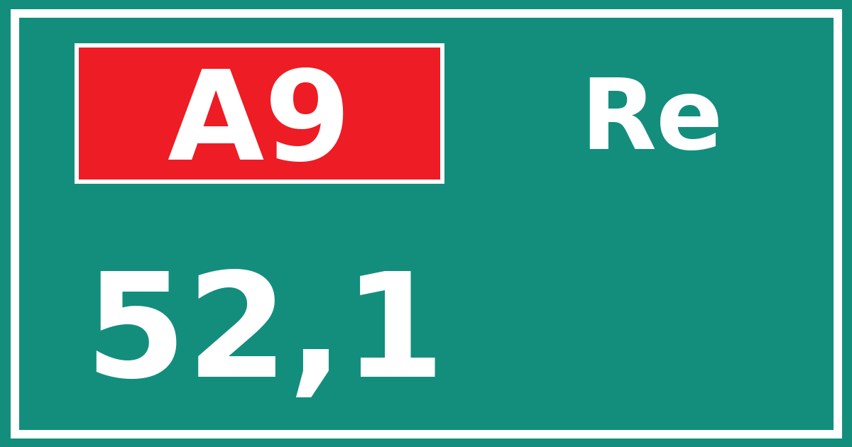 Hectometerbord A9 52,1 zijde Re