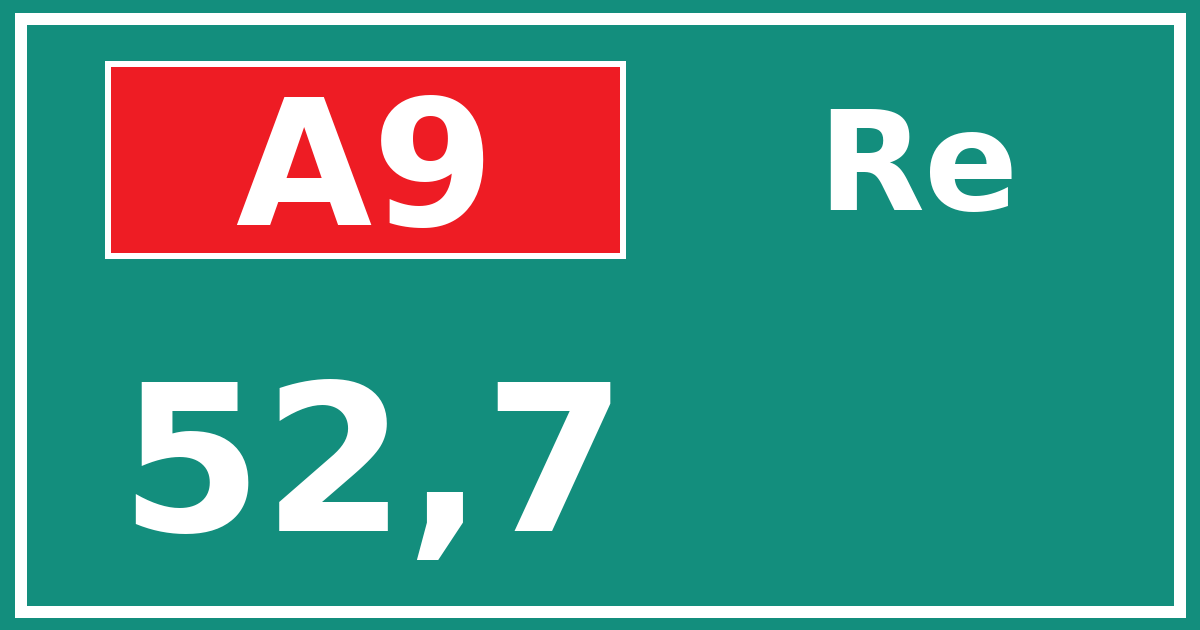 Hectometerbord A9 52,7 zijde Re