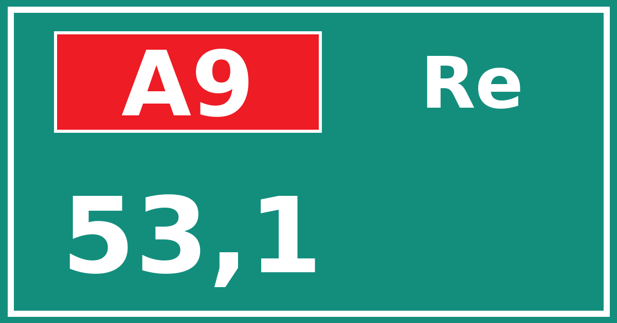 Hectometerbord A9 53,1 zijde Re