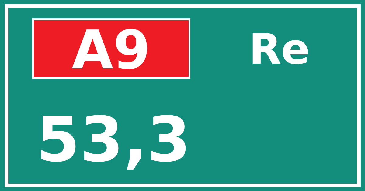 Hectometerbord A9 53,3 zijde Re