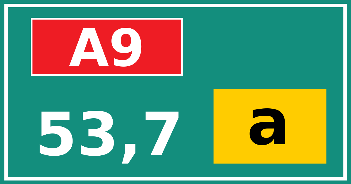 Hectometerbord A9 53,7 letter a