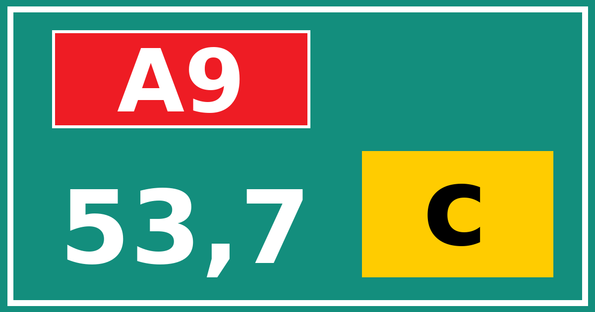 Hectometerbord A9 53,7 letter c