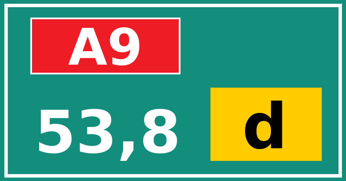 Hectometerbord A9 53,8 letter d